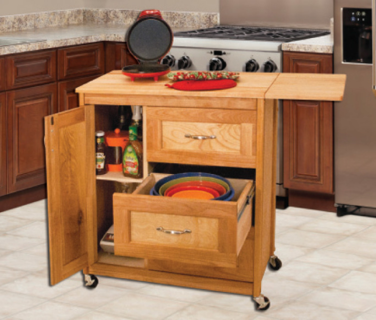 Catskill Craftsmen Drawer Cart With, Kitchen Island Cart With Drop Leaf